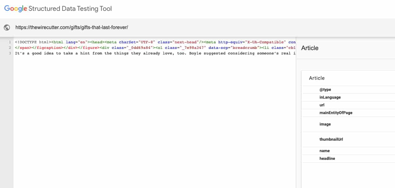 Structured Data Testing Tool Bookmarklet